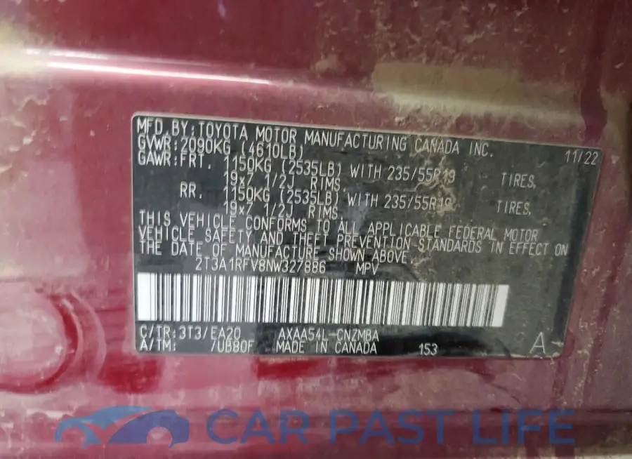 2T3A1RFV8NW327886# 14