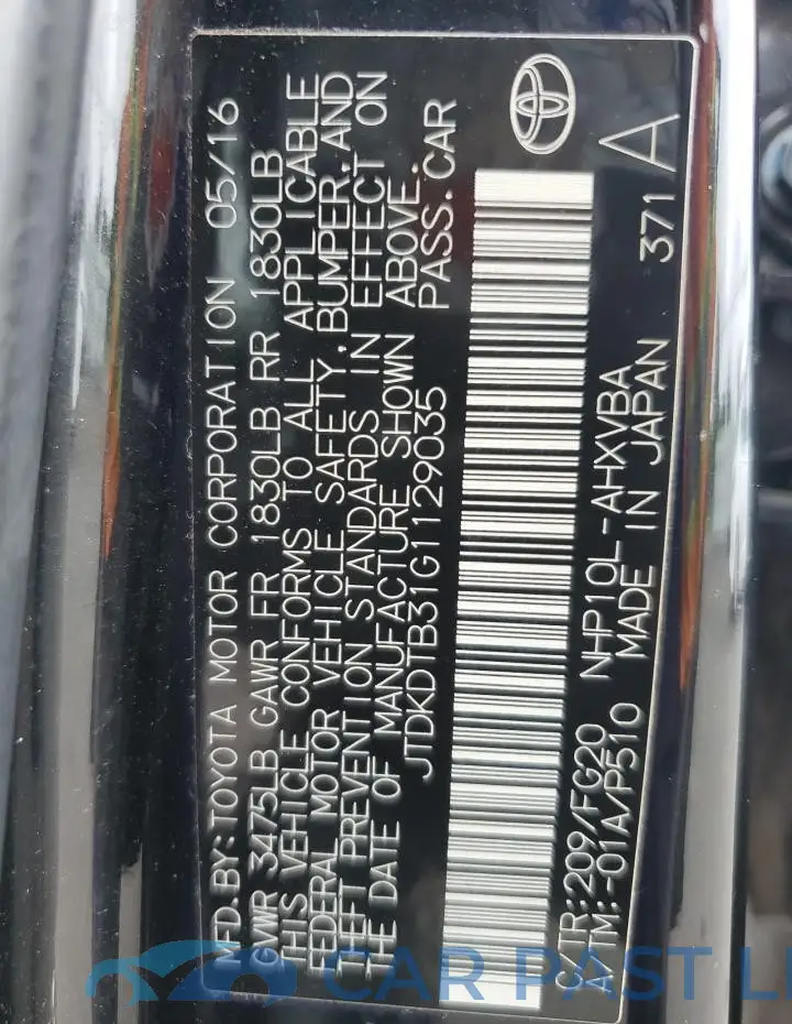 JTDKDTB31G1129035# 13