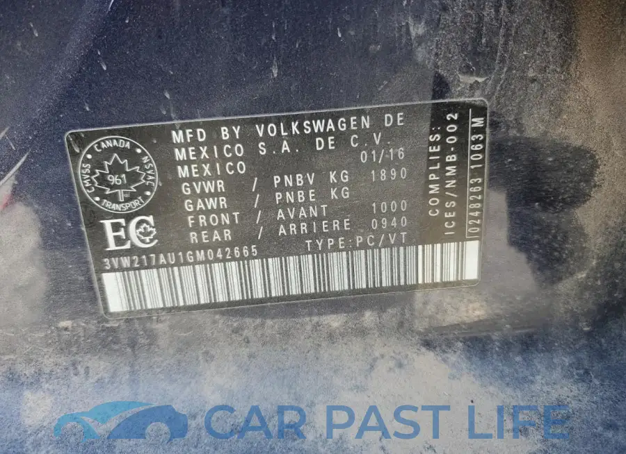 3VW217AU1GM042665# 12