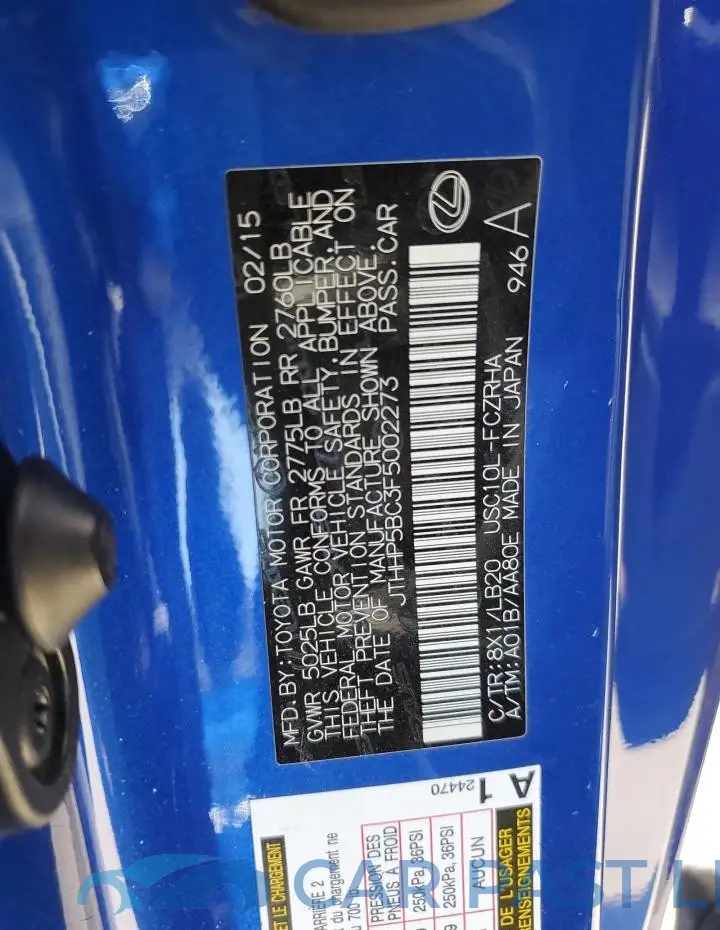 JTHHP5BC3F5002273# 12