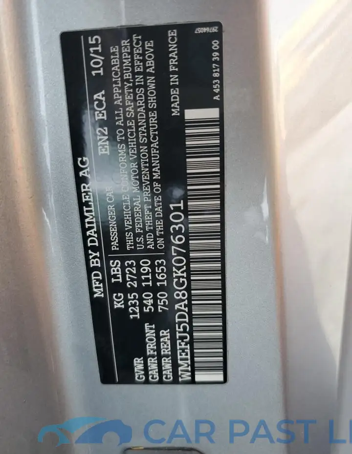 WMEFJ5DA8GK076301# 13