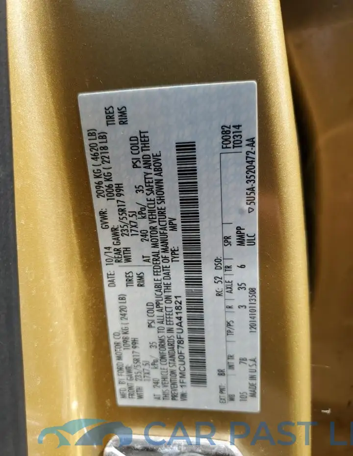 1FMCU0F78FUA41821# 13