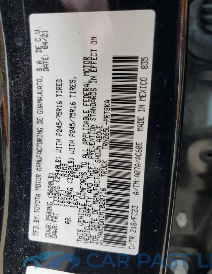 3TYAX5GN1MT020716# 12