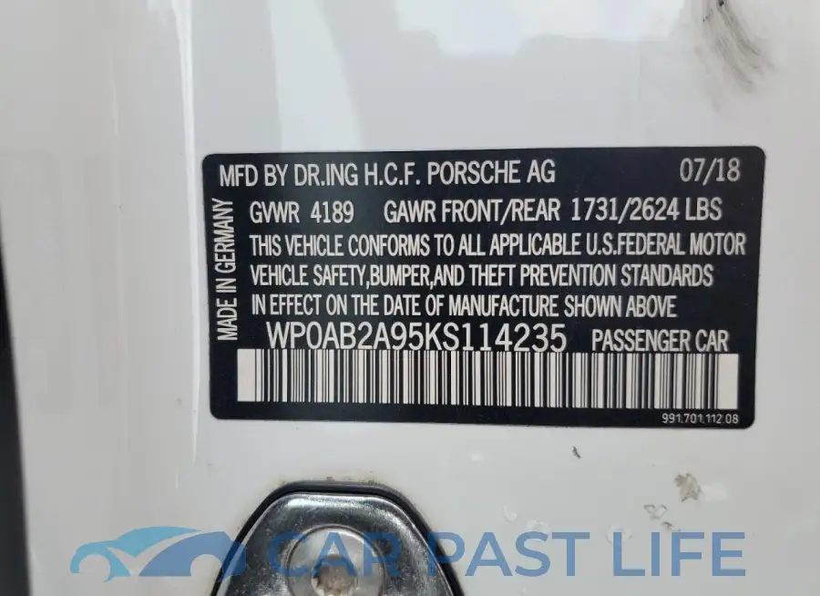 WP0AB2A95KS114235# 12