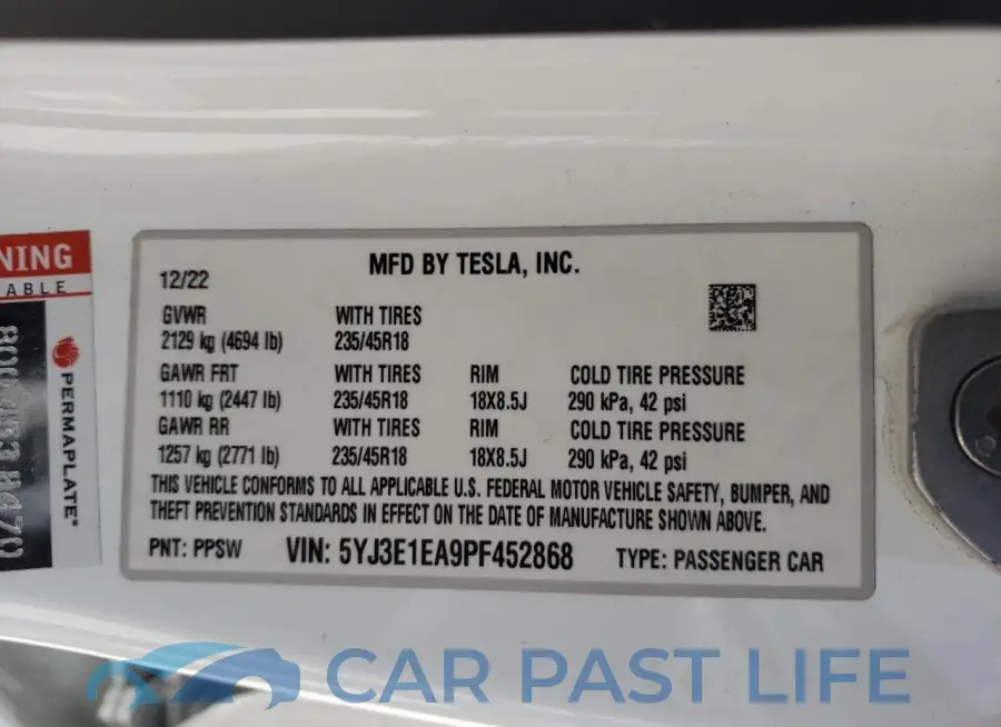 5YJ3E1EA9PF452868# 12