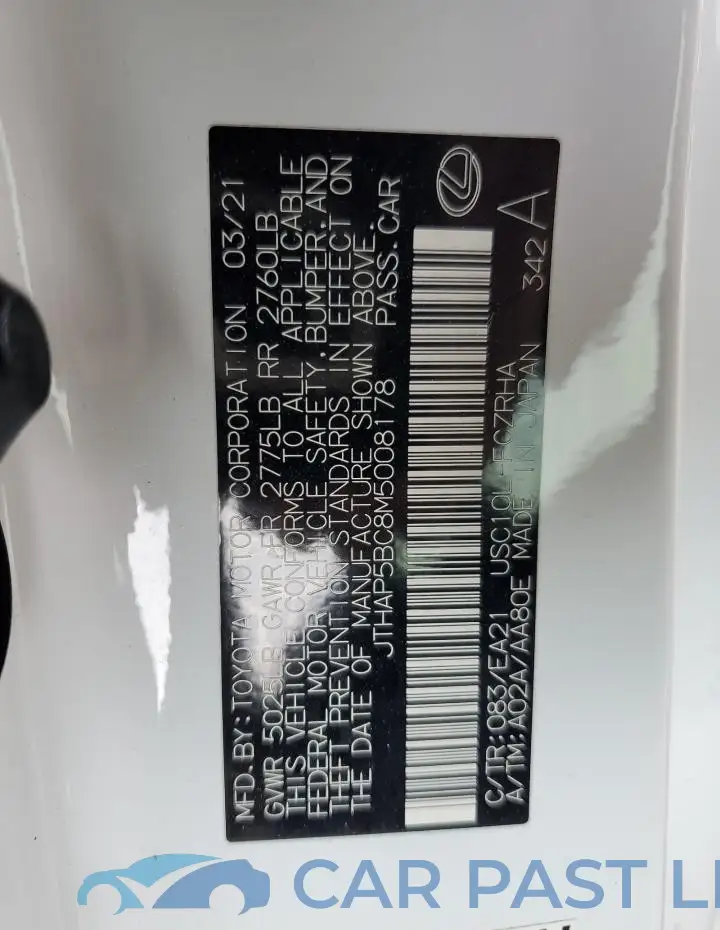 JTHAP5BC8M5008178# 12