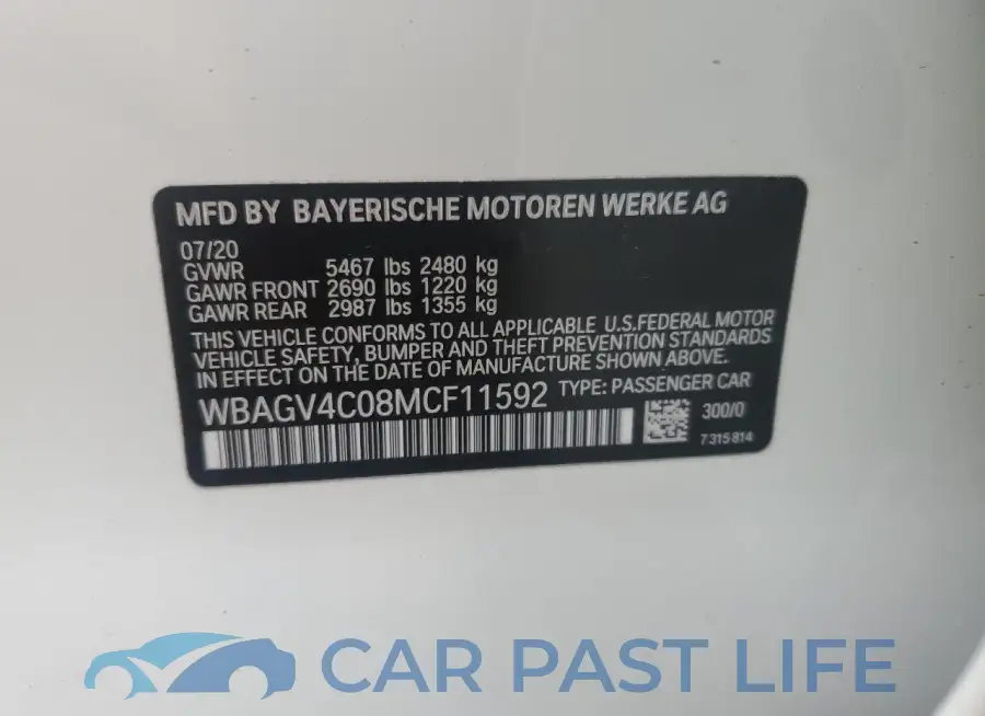 WBAGV4C08MCF11592# 12