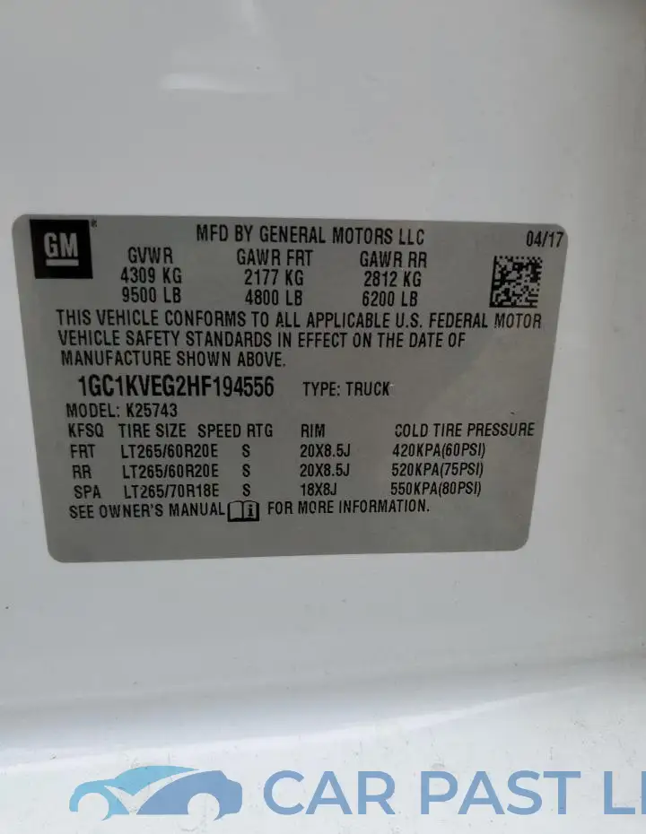 1GC1KVEG2HF194556# 12