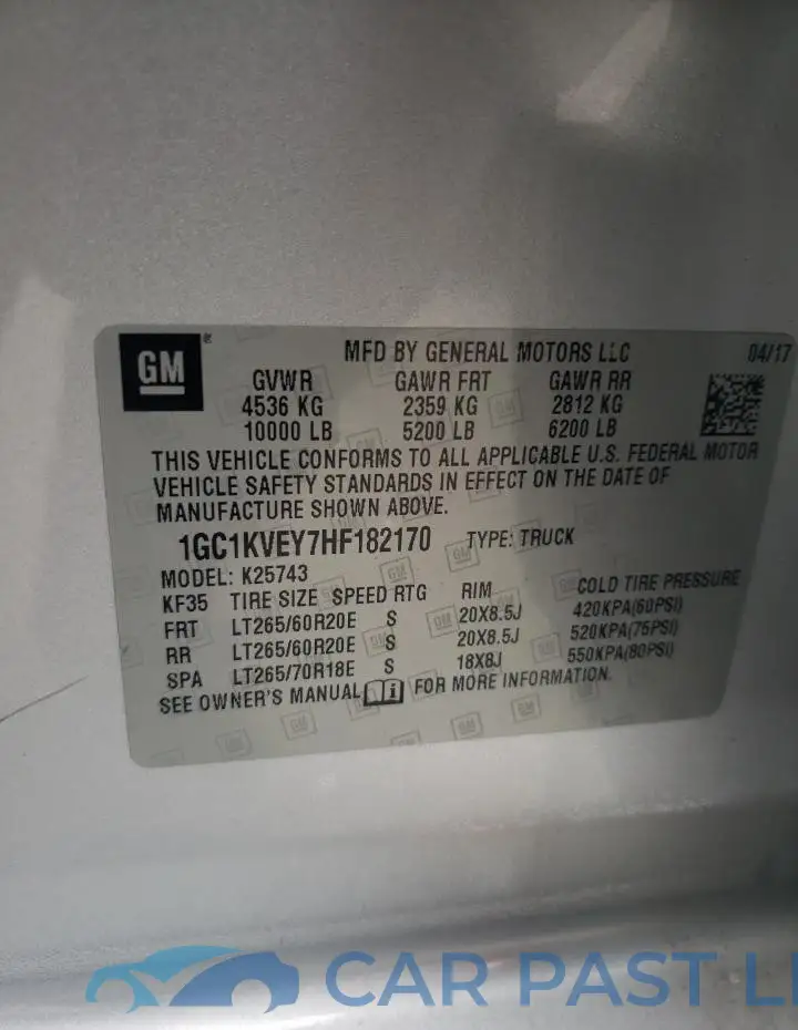 1GC1KVEY7HF182170# 12