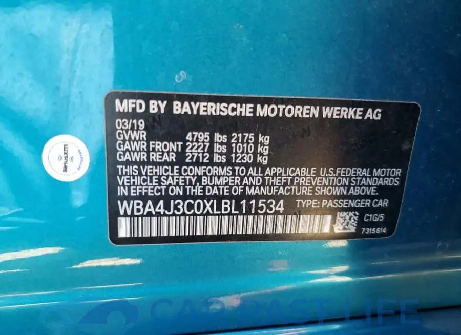 WBA4J3C0XLBL11534# 12