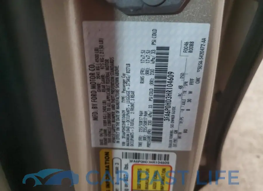 3FA6P0HD3HR104609# 12