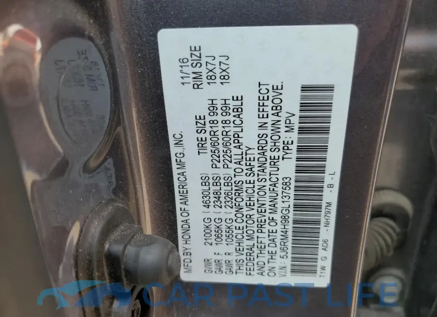 5J6RM4H98GL137583# 13
