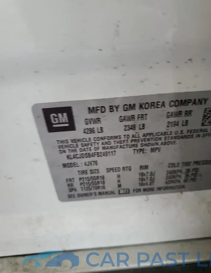 KL4CJDSB4FB249117# 12