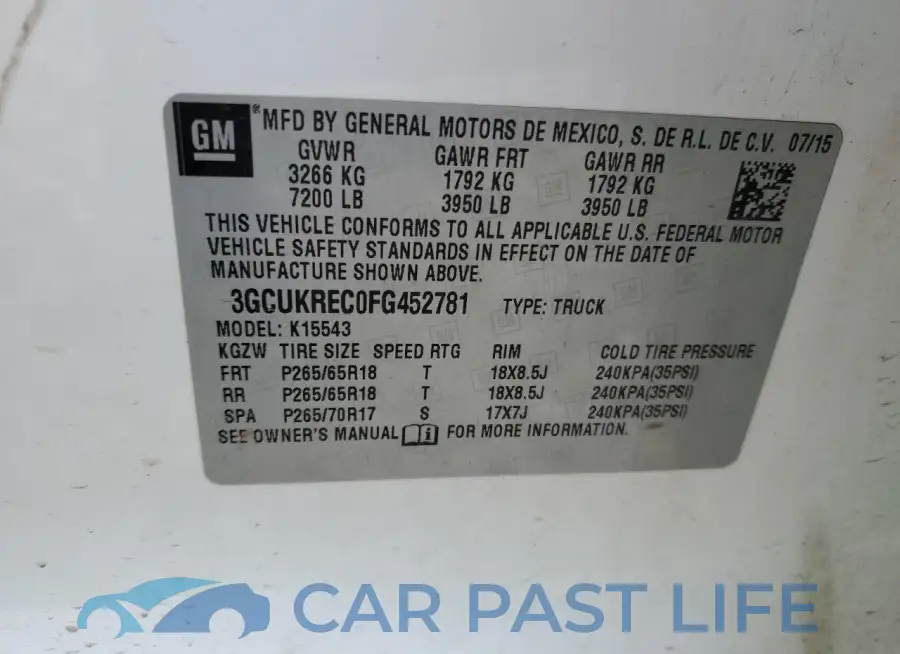 3GCUKREC0FG452781# 12