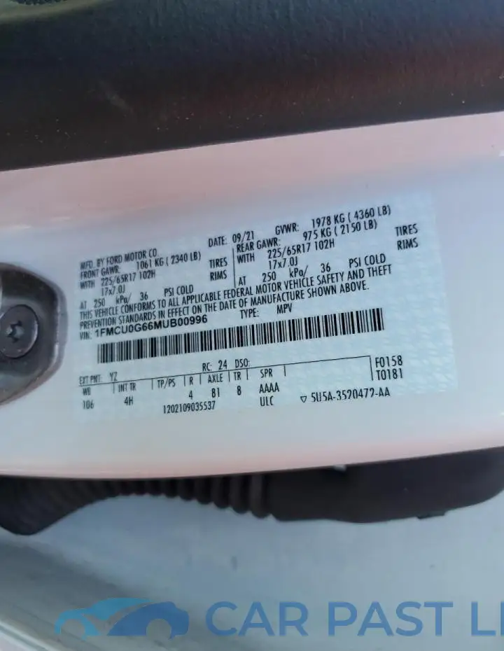1FMCU0G66MUB00996# 14