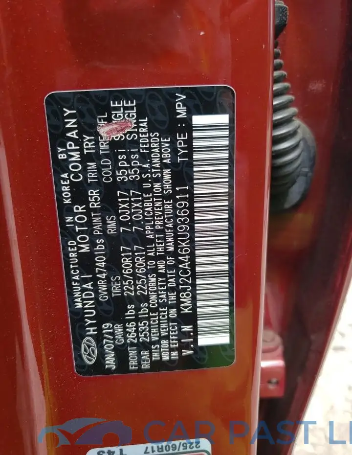 KM8J2CA46KU936911# 13
