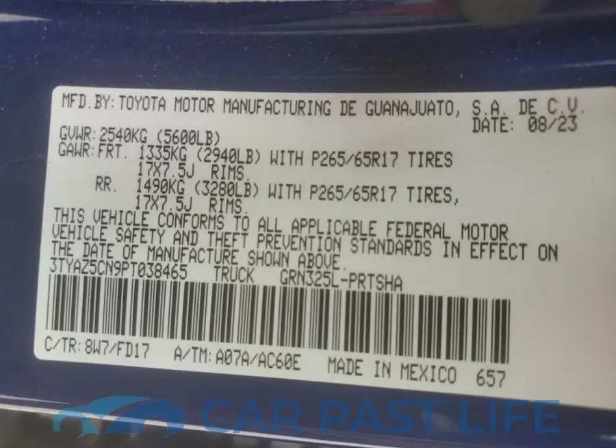 3TYAZ5CN9PT038465# 12
