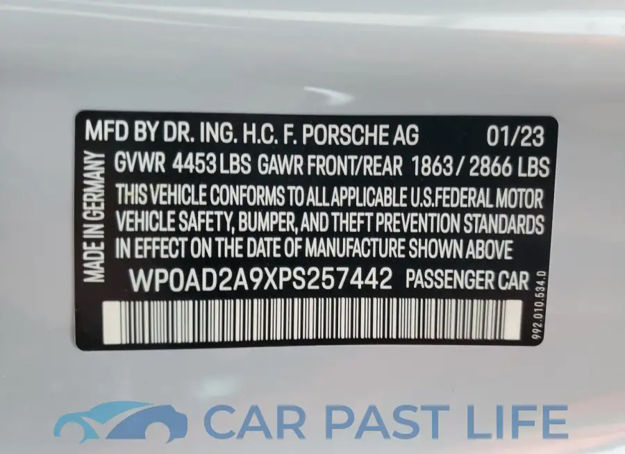 WP0AD2A9XPS257442# 12