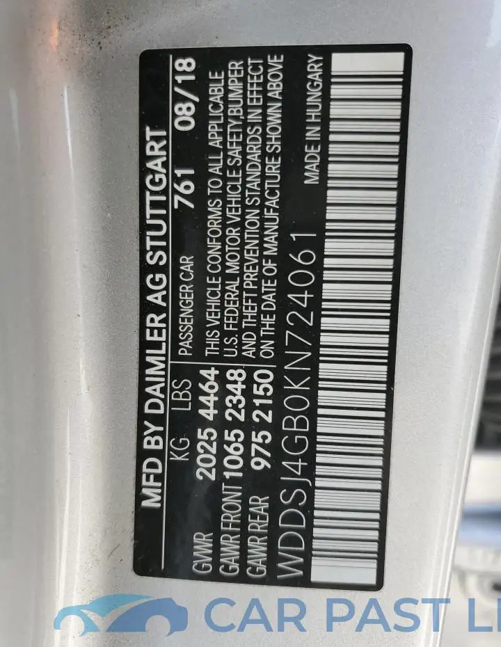 WDDSJ4GB0KN724061# 12