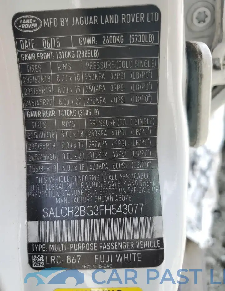 SALCR2BG3FH543077# 13