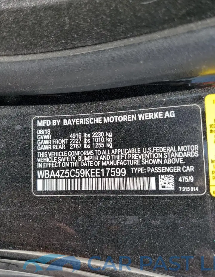 WBA4Z5C59KEE17599# 12