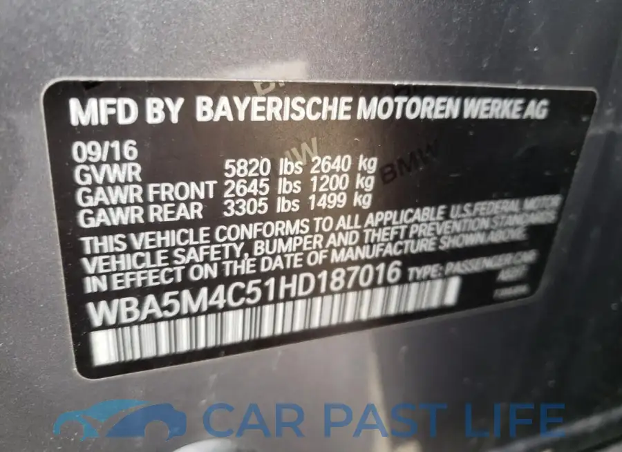 WBA5M4C51HD187016# 12
