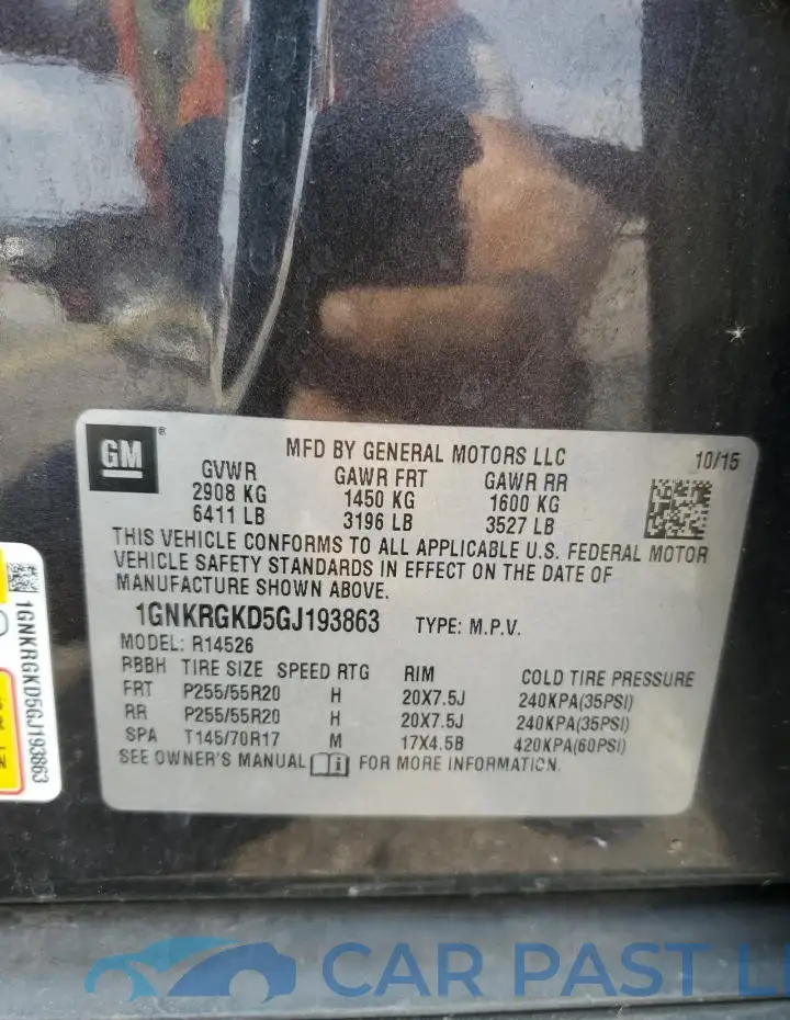 1GNKRGKD5GJ193863# 13