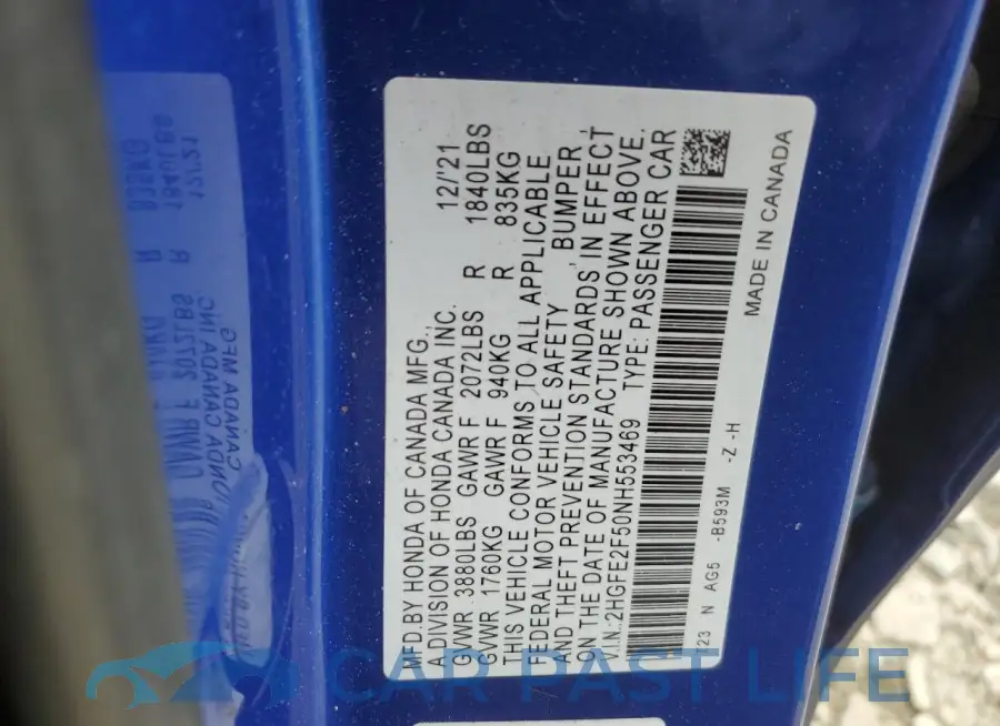 2HGFE2F50NH553469# 12
