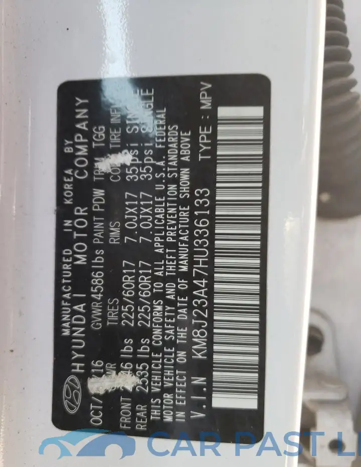 KM8J23A47HU336133# 12