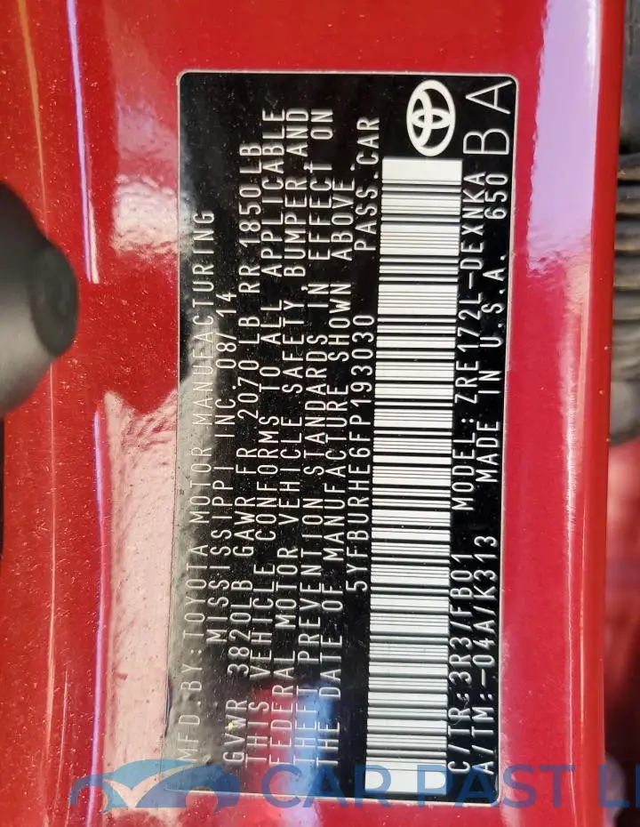 5YFBURHE6FP193030# 12