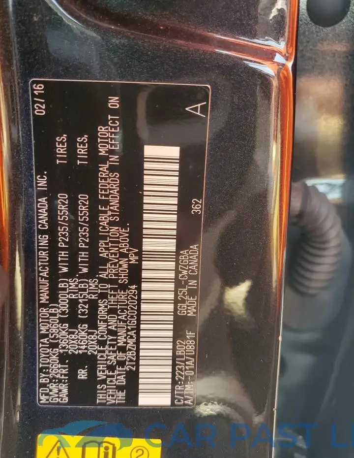 2T2BZMCA1GC020294# 14