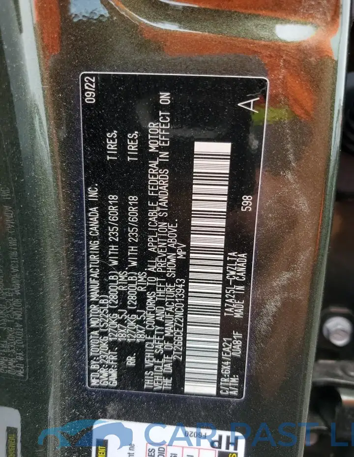 2T2GGCEZ2NC013943# 14
