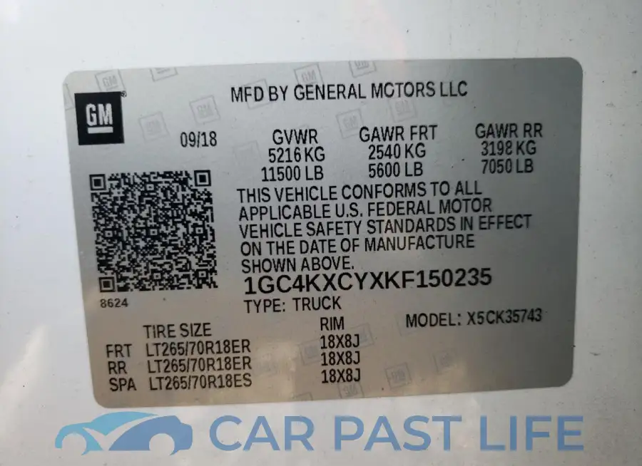 1GC4KXCYXKF150235# 13