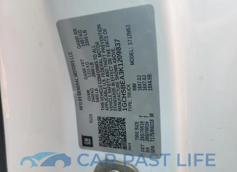 1GCHSBEA3K1209837# 12