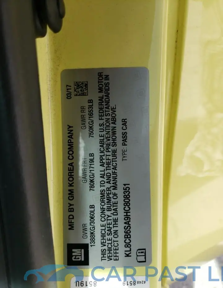 KL8CB6SA9HC808351# 12