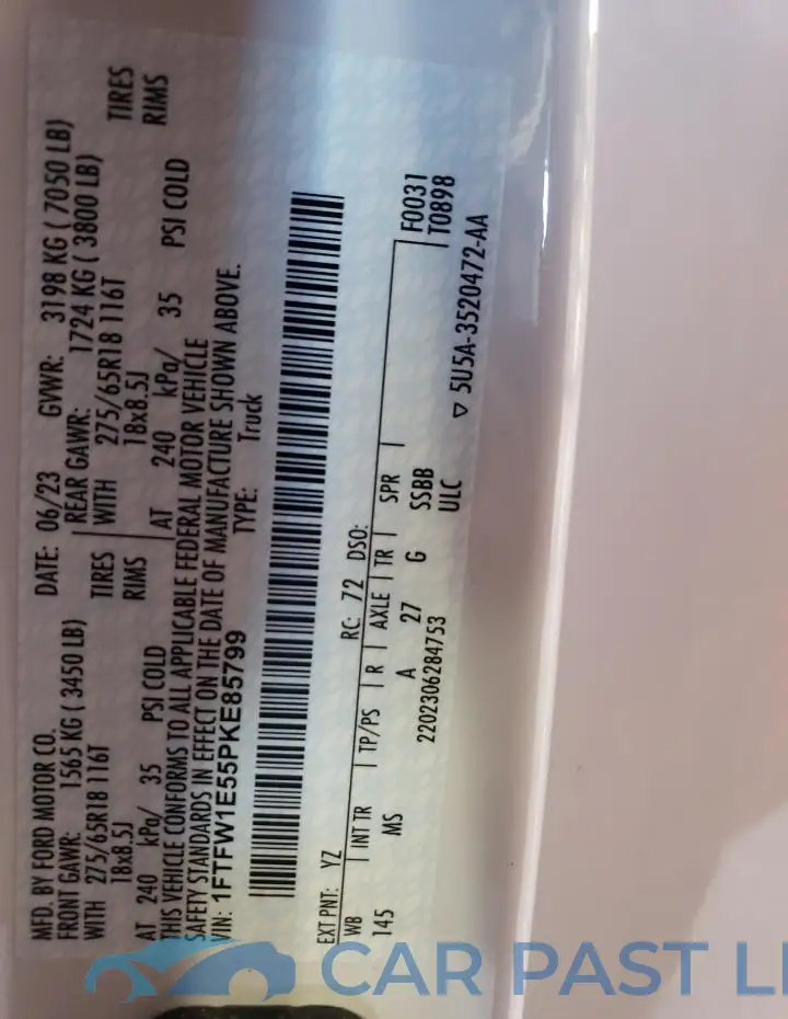 1FTFW1E55PKE85799# 12
