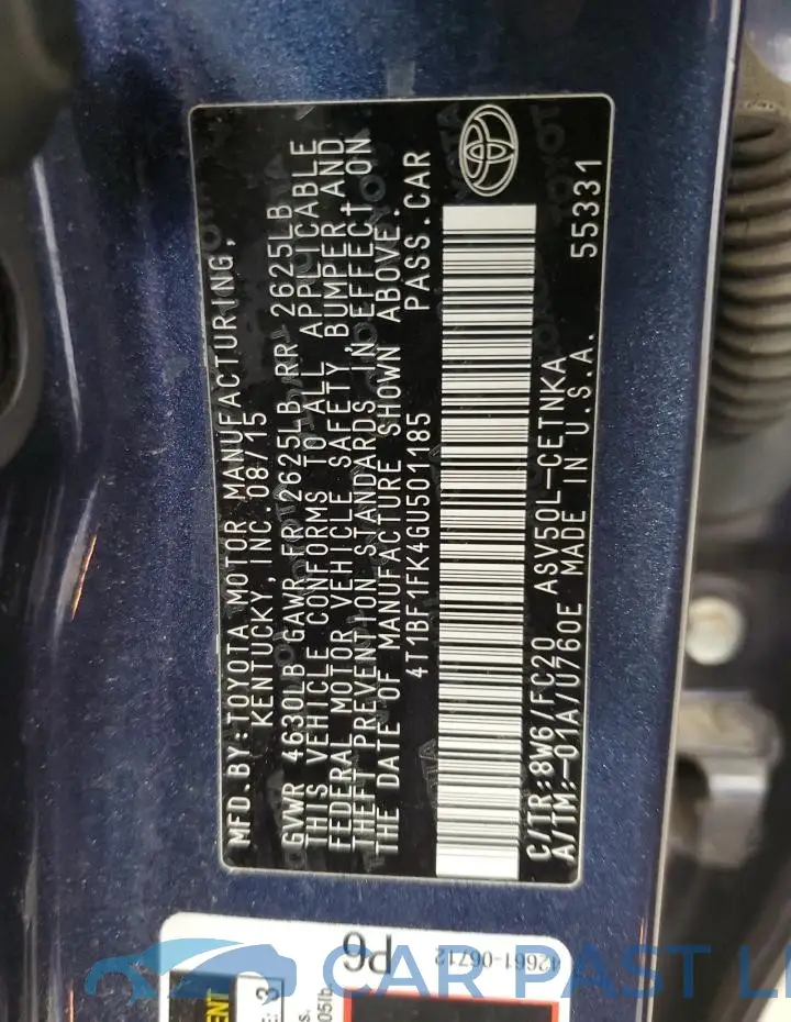 4T1BF1FK4GU501185# 12