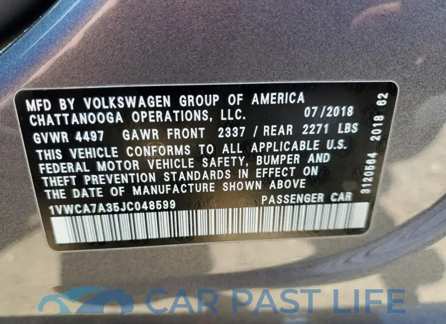 1VWCA7A35JC048599# 12