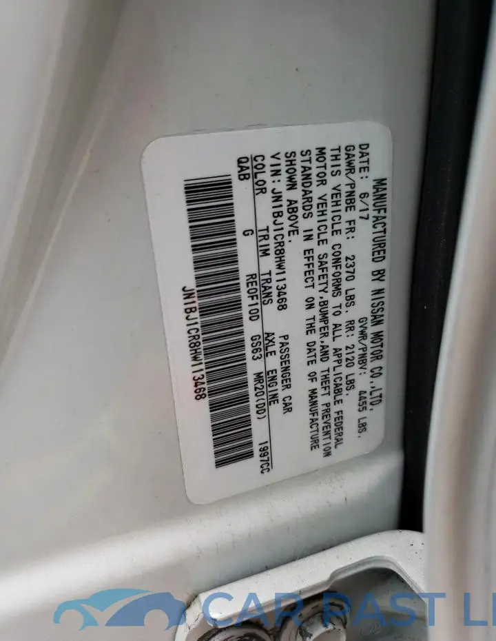 JN1BJ1CR8HW113468# 13