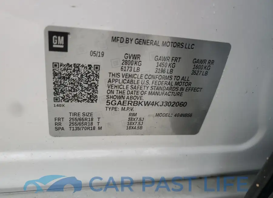 5GAERBKW4KJ302060# 13