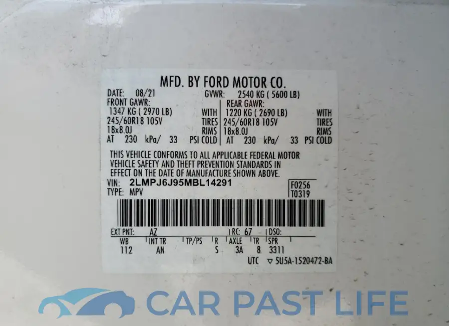 2LMPJ6J95MBL14291# 14