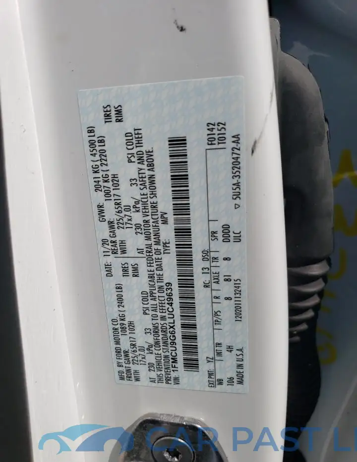 1FMCU9G6XLUC49639# 12
