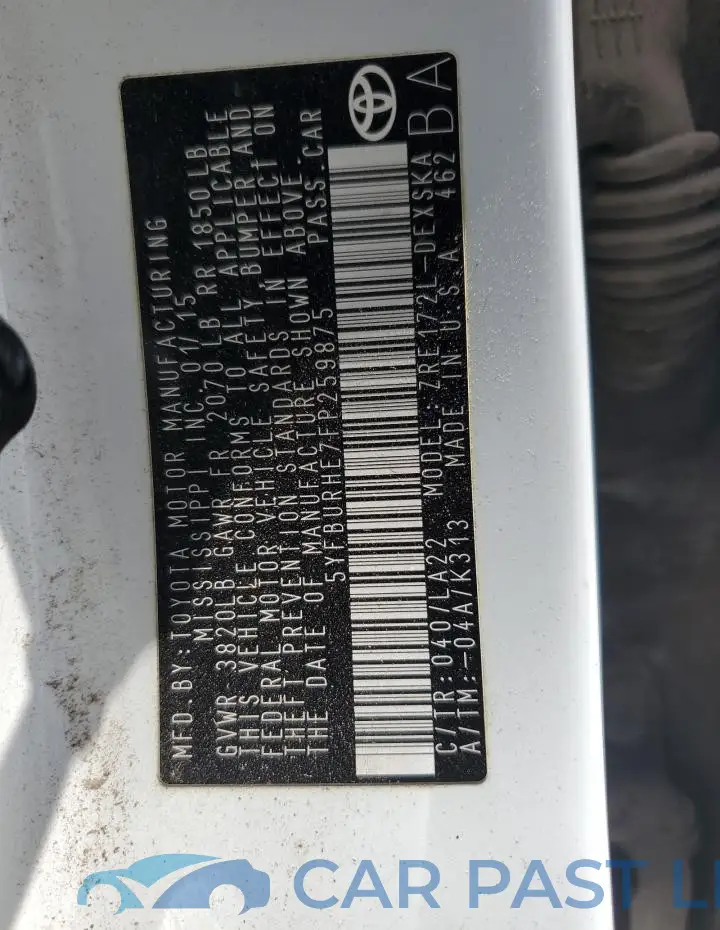 5YFBURHE7FP259875# 12