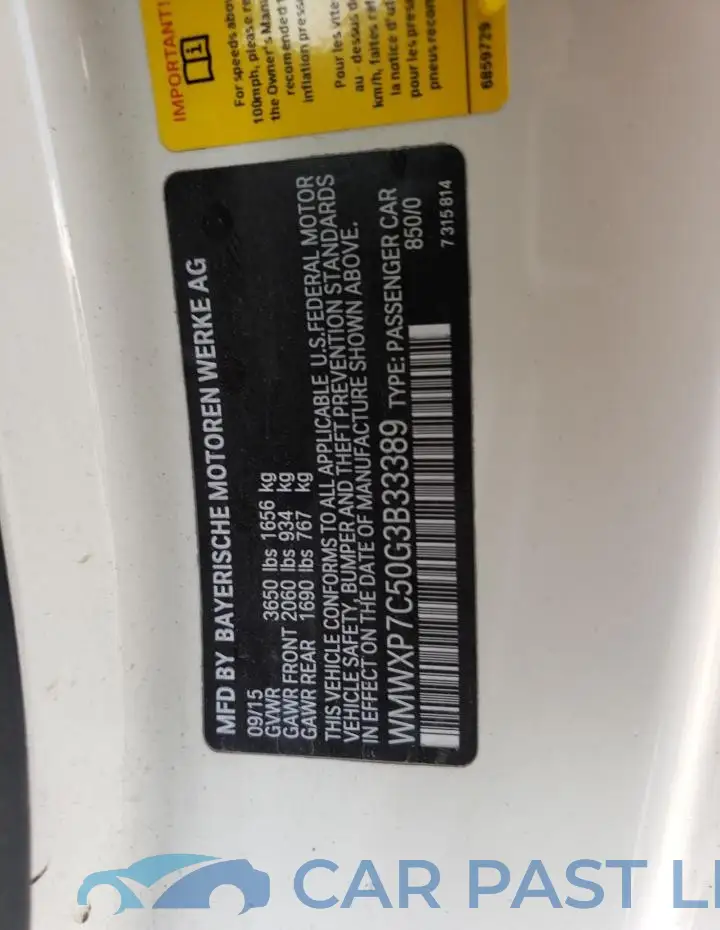 WMWXP7C50G3B33389# 12