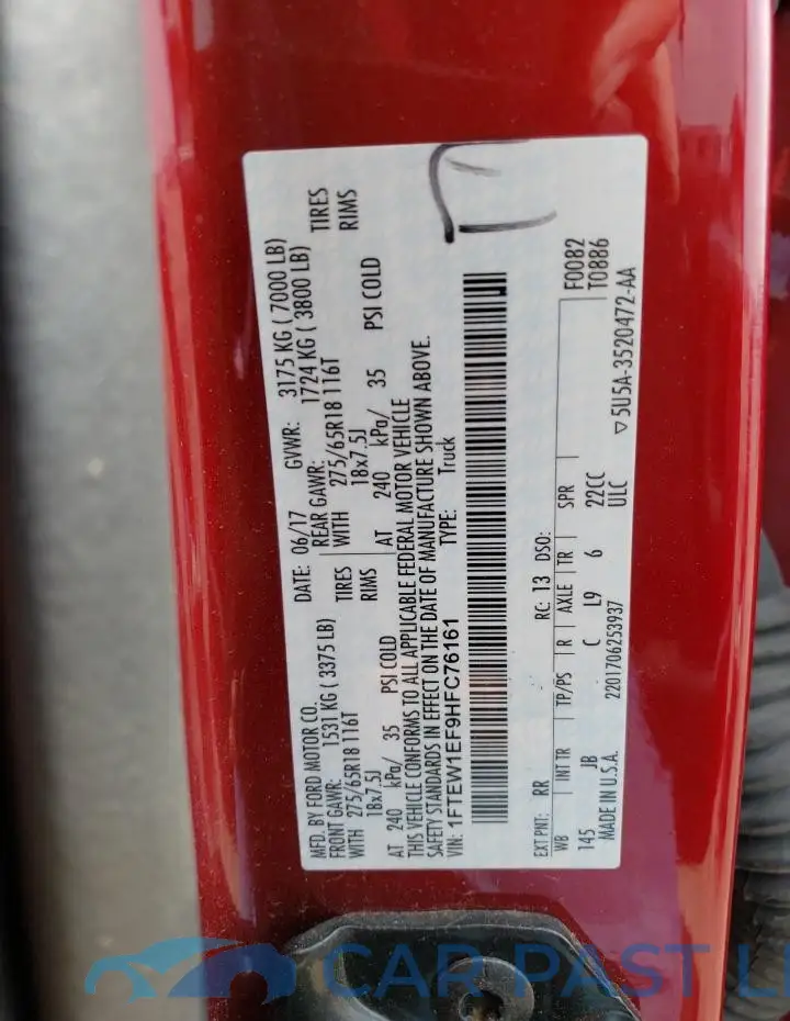 1FTEW1EF9HFC76161# 12