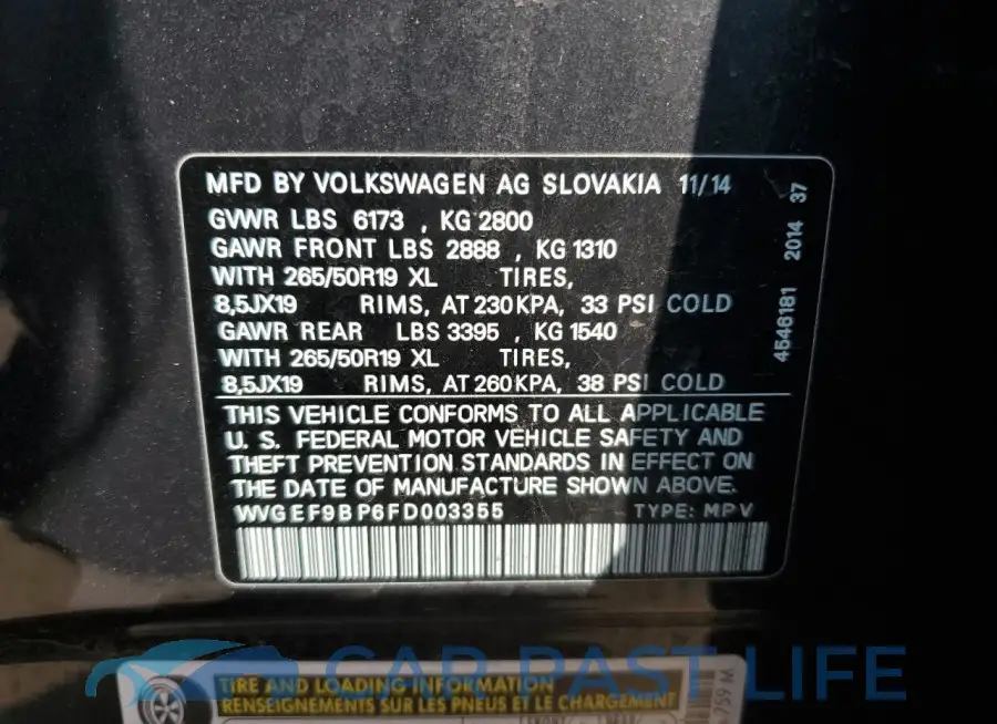 WVGEF9BP6FD003355# 13
