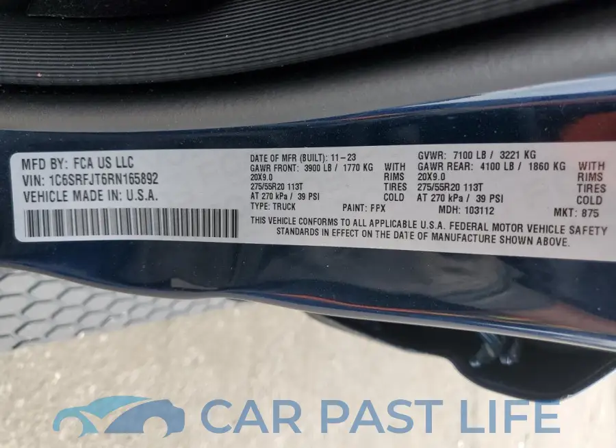 1C6SRFJT6RN165892# 12
