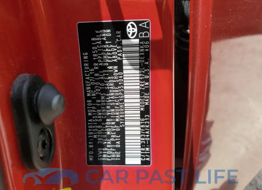 5YFBURHE1GP551040# 12
