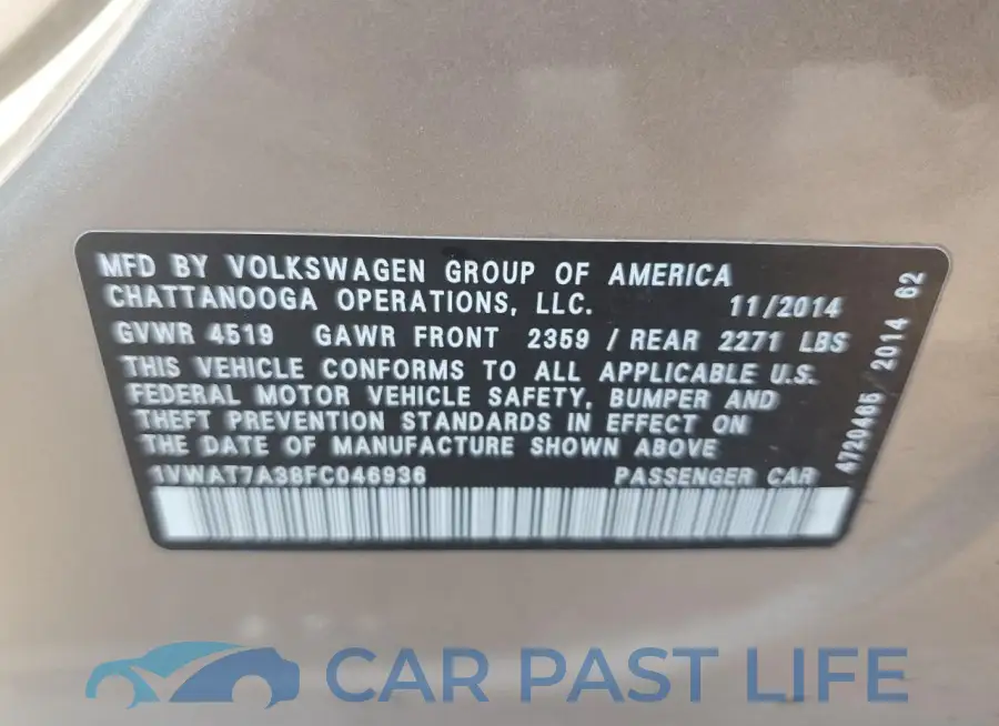 1VWAT7A38FC046936# 12