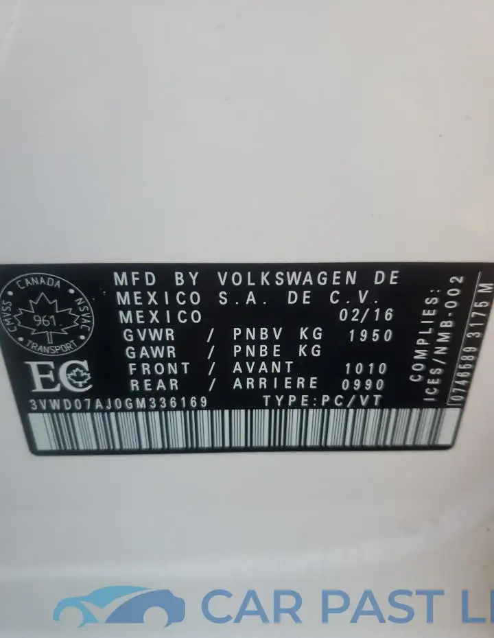 3VWD07AJ0GM336169# 13